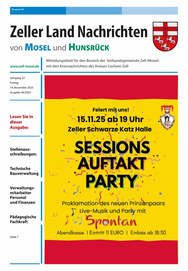 Zeller Land Nachrichten Titelblatt 46/2025