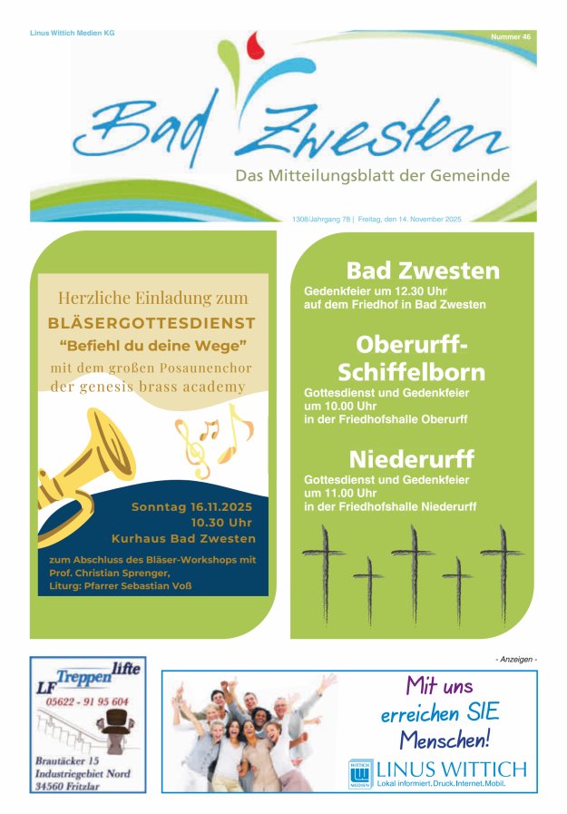 Heimatzeitung Bad Zwesten Titelblatt 46/2025