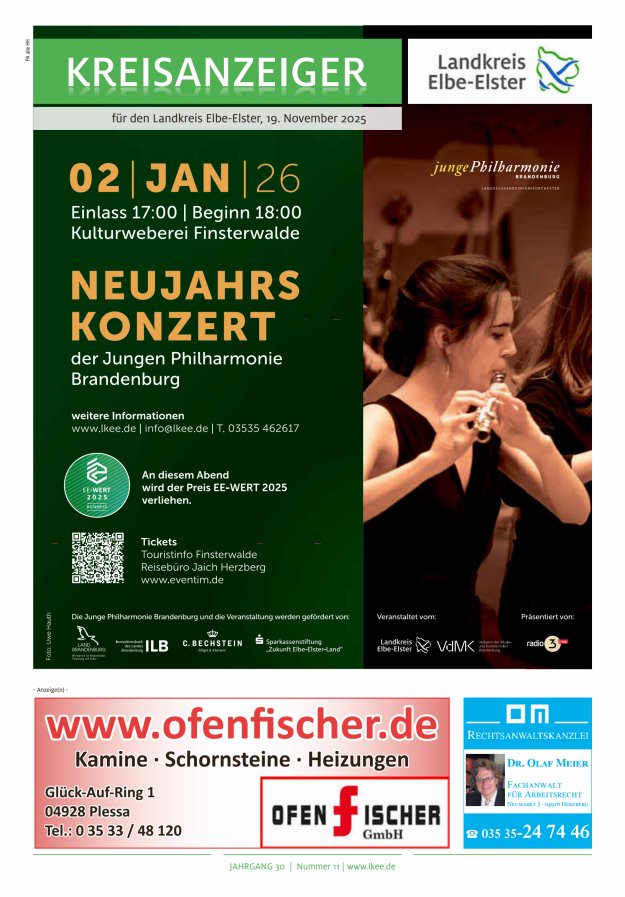Kreisanzeiger für den Landkreis Elbe-Elster Titelblatt 11/2025