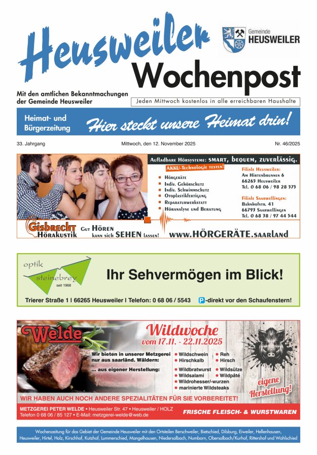 Heusweiler Wochenpost Titelblatt 46/2025