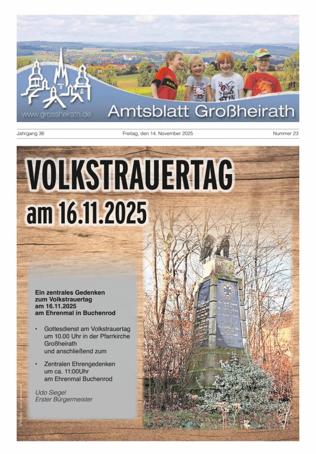 Amtsblatt Großheirath Titelblatt 23/2025