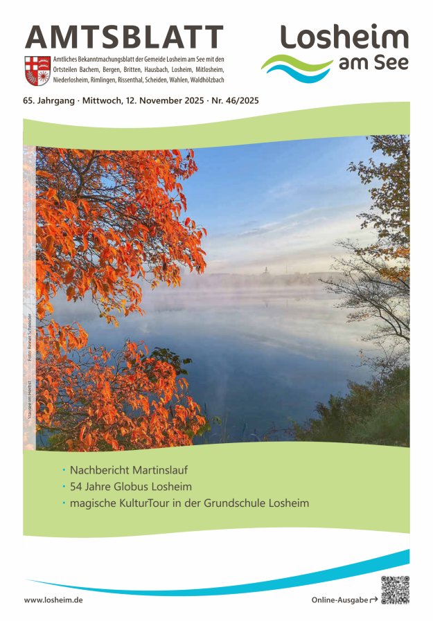Amtliches Bekanntmachungsblatt der Gemeinde Losheim am See Titelblatt 46/2025