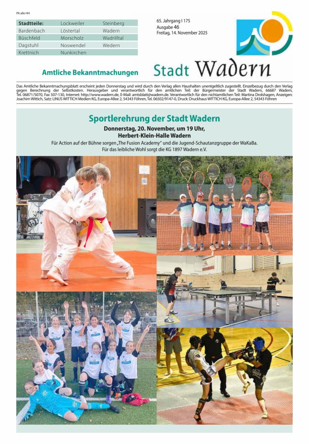 Stadt Wadern Titelblatt 46/2025
