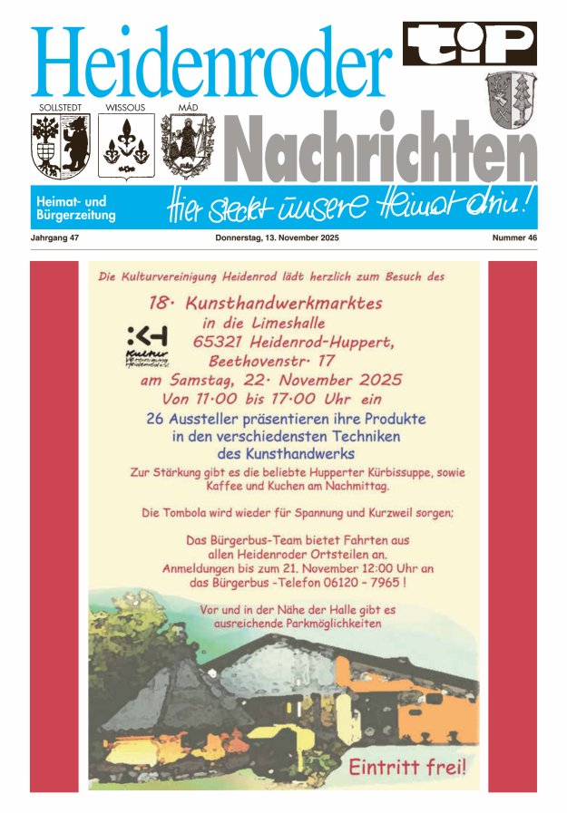 "tip" Heidenroder Nachrichten Titelblatt 46/2025