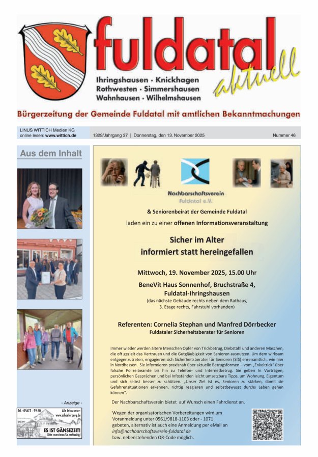 Fuldatal aktuell Titelblatt 46/2025