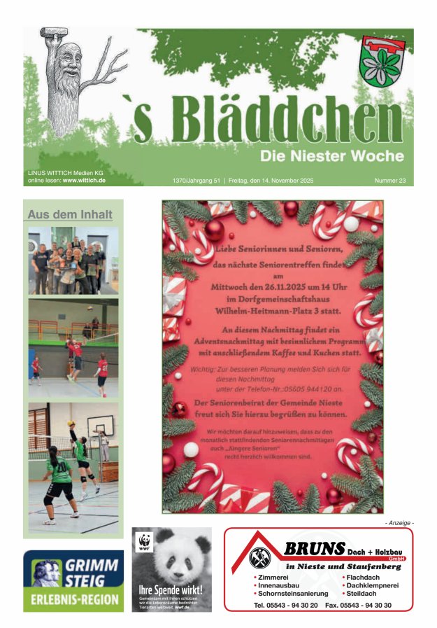 Niester Woche Titelblatt 23/2025