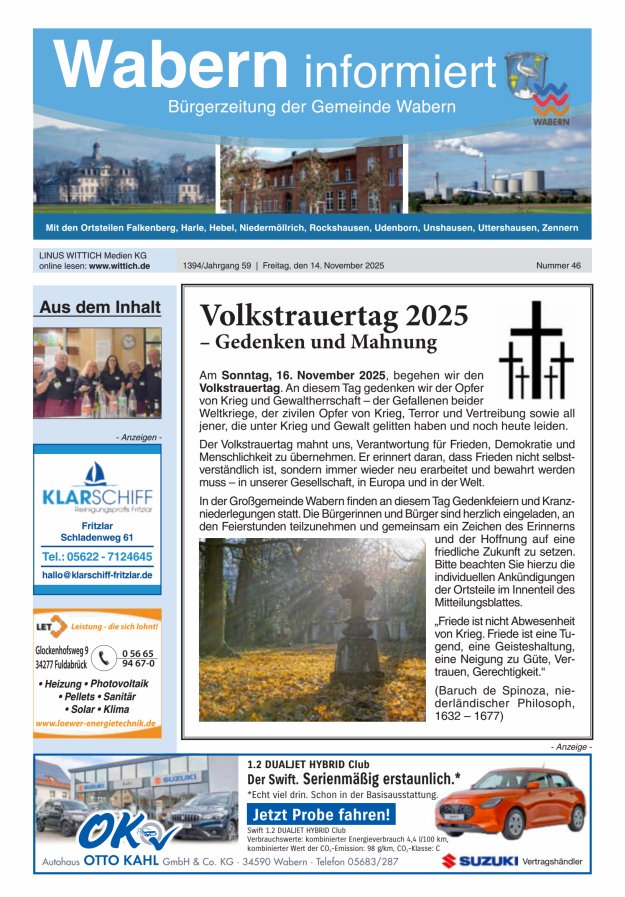 Wabern informiert Titelblatt 46/2025