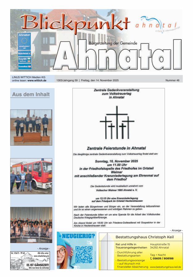 Blickpunkt Ahnatal Titelblatt 46/2025