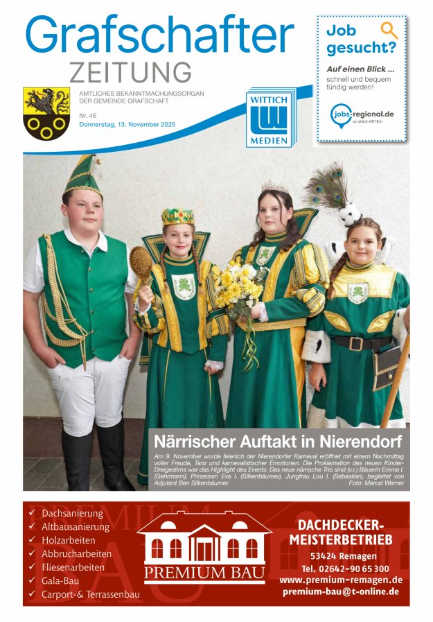 Grafschafter Zeitung Titelblatt 46/2025