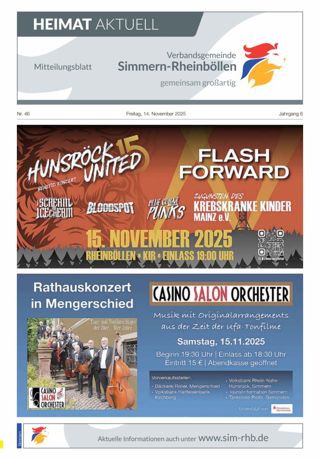 Heimat Aktuell - Mitteilungsbl der VG Simmern-Rheinböllen Ausg Simmern Titelblatt 46/2025
