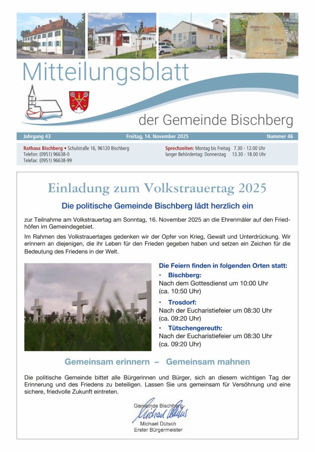 Mitteilungsblatt der Gemeinde Bischberg Titelblatt 46/2025