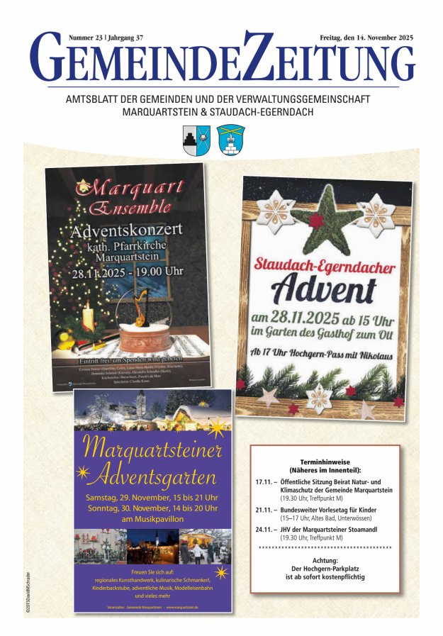 Marquartsteiner und Staudach-Egerndacher Nachrichten Titelblatt 23/2025