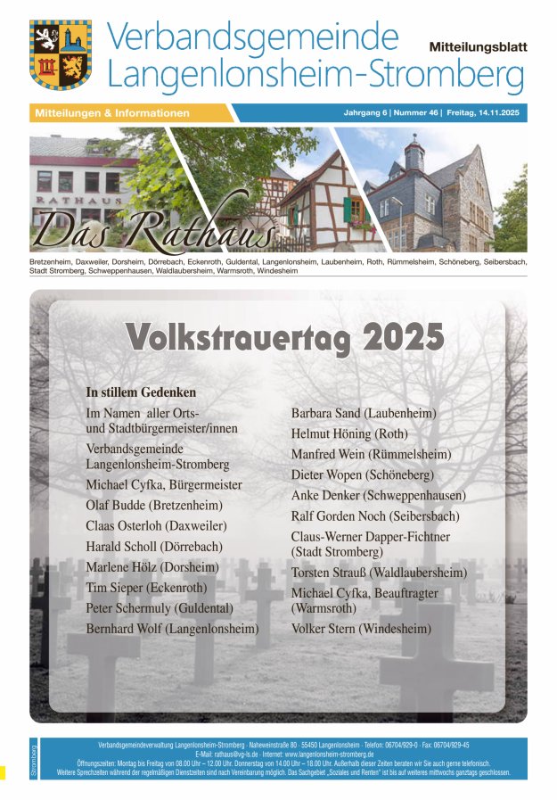 Das Rathaus - MTB d VG Langenlonsheim-Stromberg  Titelblatt 46/2025