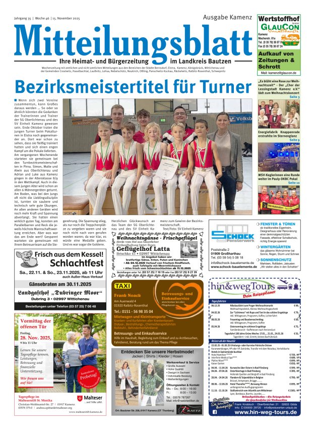Mitteilungsblatt LK Bautzen Ausgabe Kamenz Titelblatt 45/2025