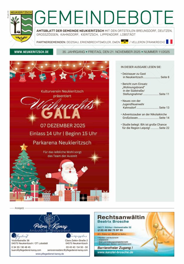 Gemeindebote - Amtsblatt der Gemeinde Neukieritzsch mit den Ortsteilen Titelblatt 11/2025