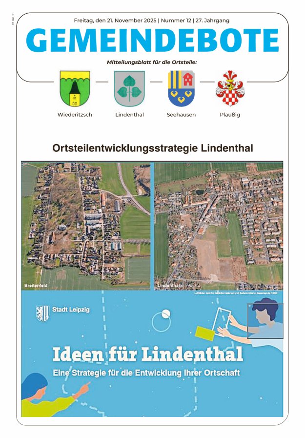 Gemeindebote - Mitteilungsblatt für die Ortsteile Titelblatt 12/2025