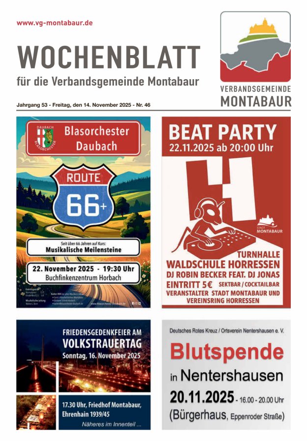 Wochenblatt der Verbandsgemeinde Montabaur Titelblatt 46/2025