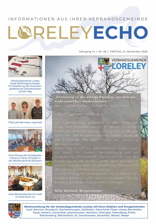 Loreley-Echo - Mitteilungsblatt der Verbandsgemeinde Loreley Titelblatt 46/2025