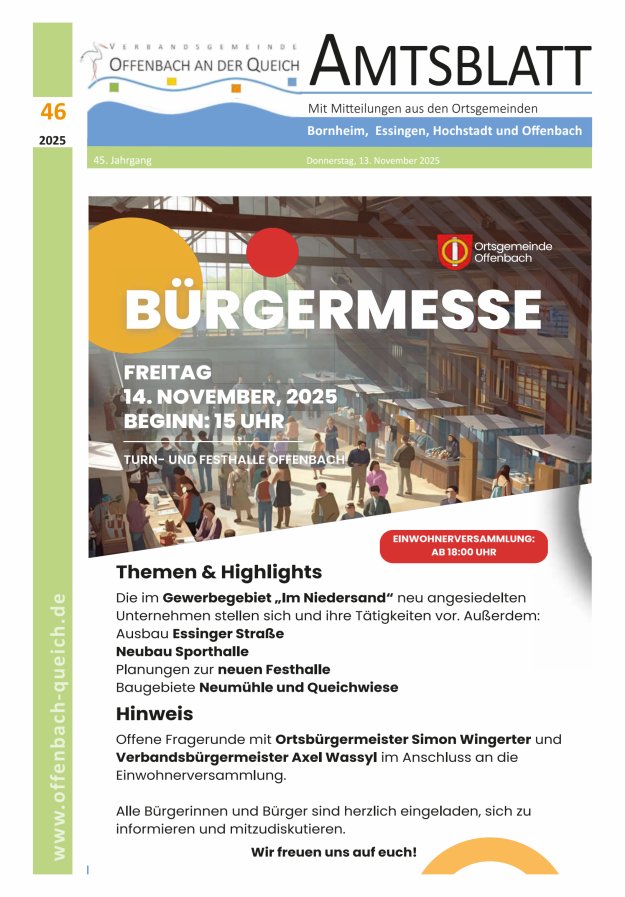 Amtsblatt VG Offenbach an der Queich Titelblatt 46/2025