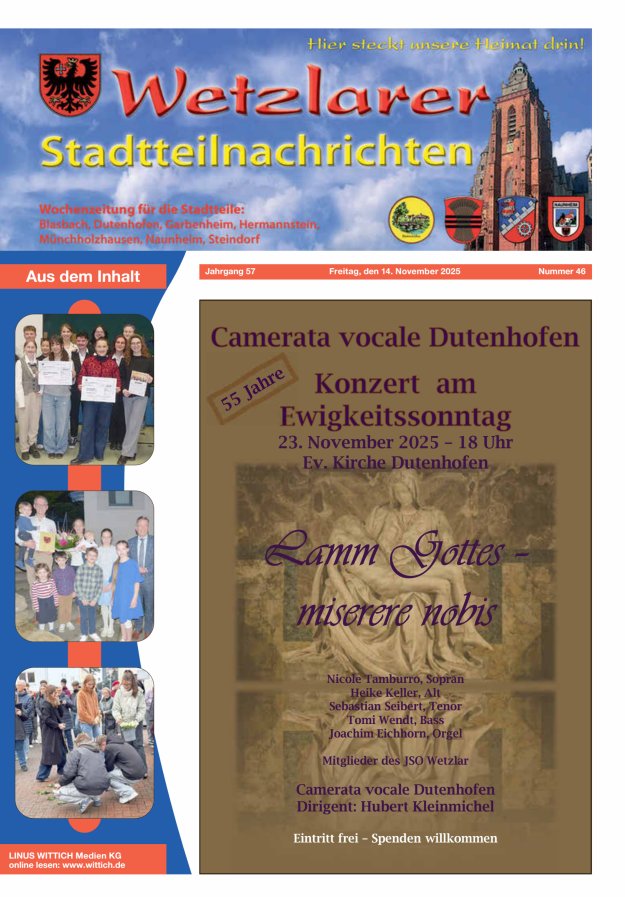 Wetzlarer Stadtteilnachrichten Titelblatt 46/2025