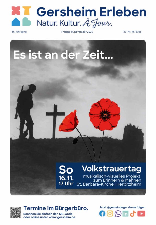 Bekanntmachungsblatt der Gemeinde Gersheim Titelblatt 46/2025