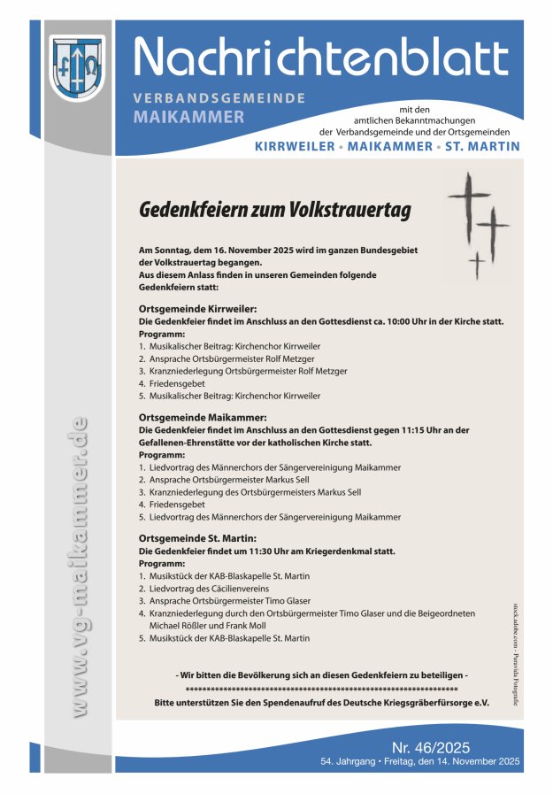 Nachrichtenblatt VG Maikammer Titelblatt 46/2025