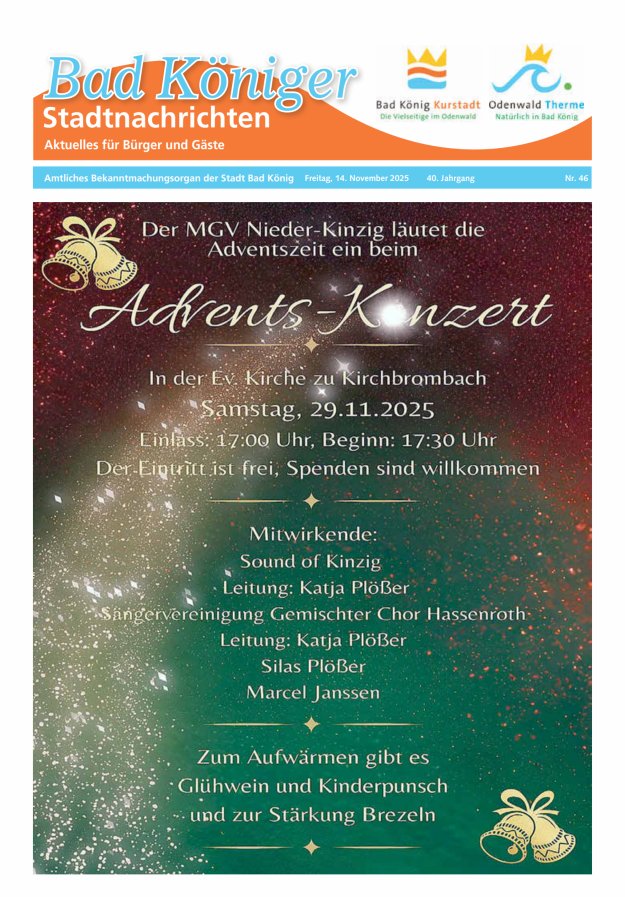 Bad Königer Stadtnachrichten und Badeblatt Titelblatt 46/2025
