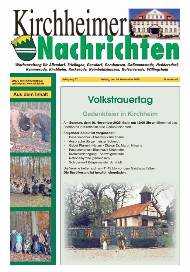 Kirchheimer Nachrichten Titelblatt 46/2025