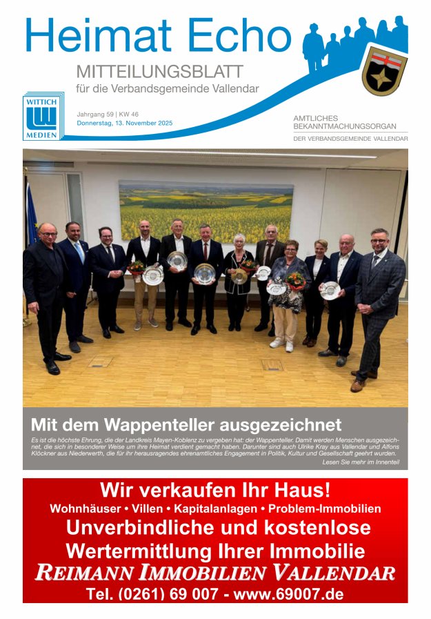 Heimat-Echo - Heimat- und Bürgerzeitung Verbandsgemeinde Vallendar Titelblatt 46/2025