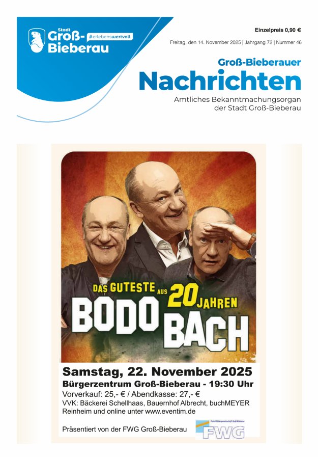 Groß-Bieberauer Nachrichten Titelblatt 46/2025
