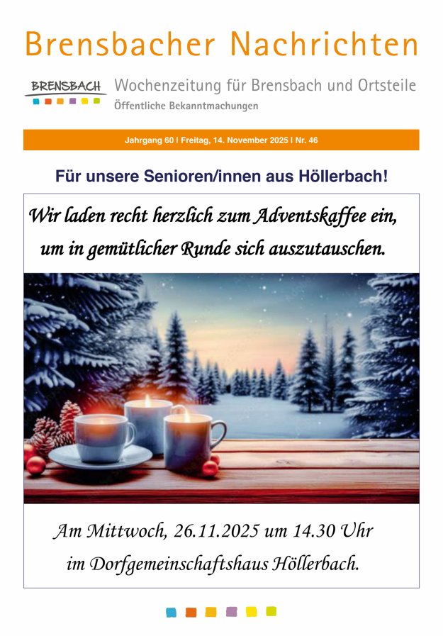 Brensbacher Nachrichten Titelblatt 46/2025