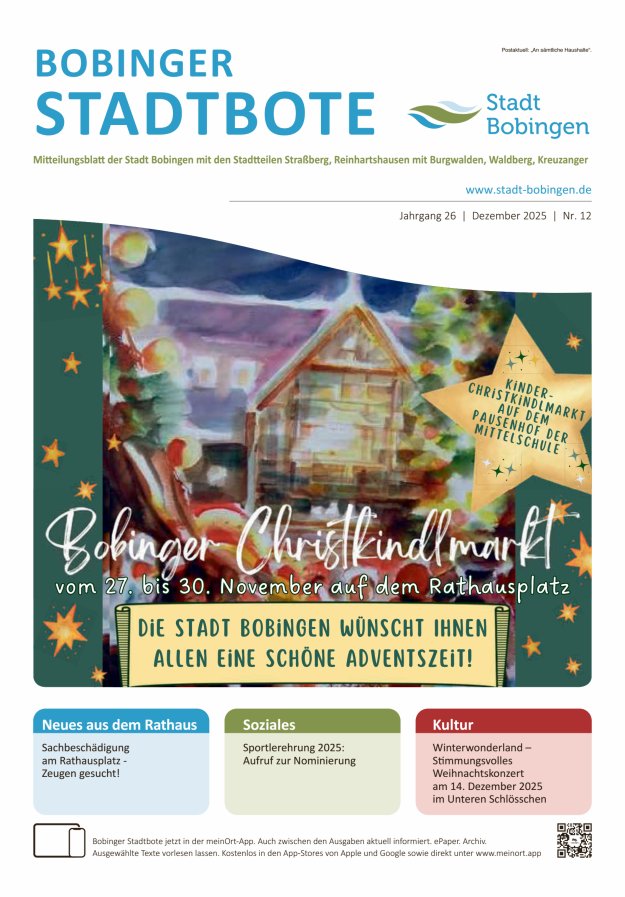 Bobinger Stadtbote Titelblatt 12/2025