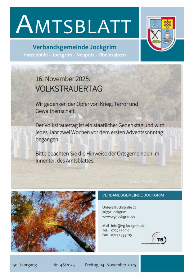 Amtsblatt VG Jockgrim Titelblatt 46/2025
