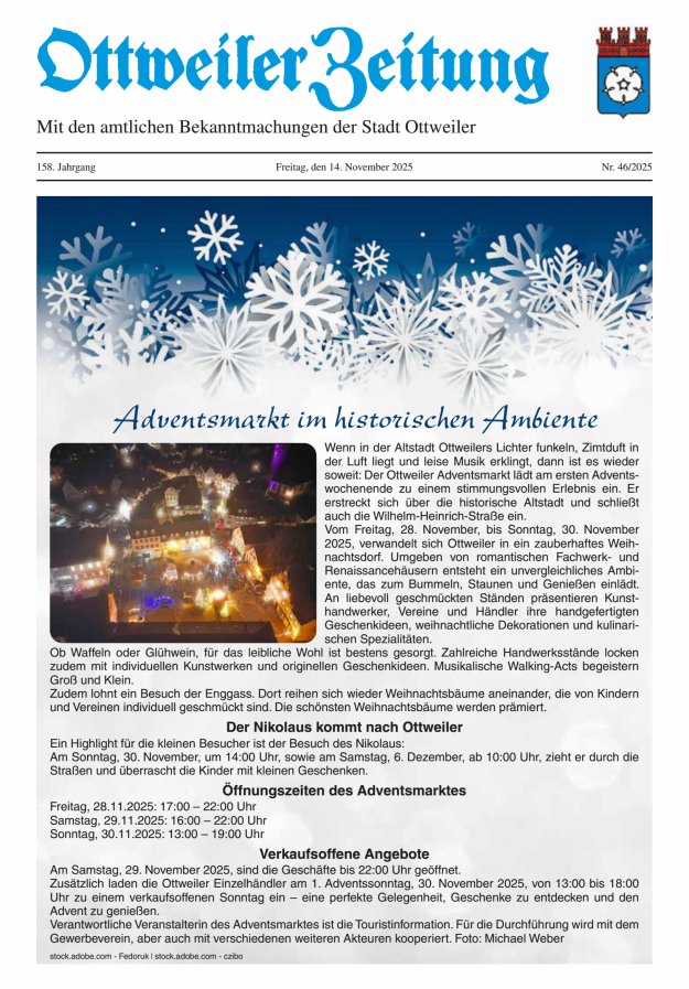 Ottweiler Zeitung Titelblatt 46/2025