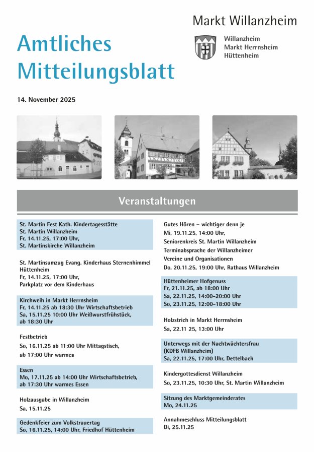 Amtliches Mitteilungsblatt des Marktes Willanzheim Titelblatt 23/2025