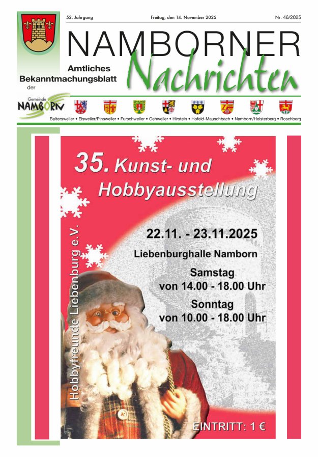 Namborner Nachrichten Titelblatt 46/2025