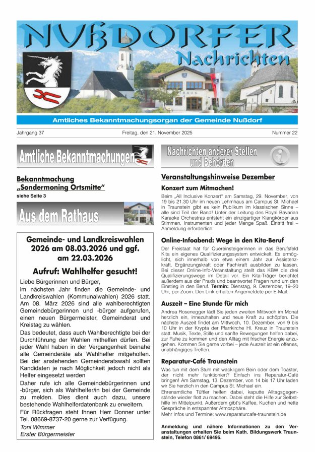 Nußdorfer Nachrichten Titelblatt 22/2025