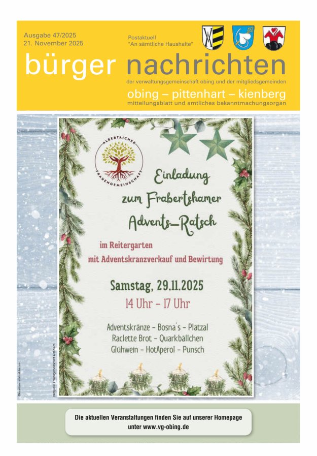 Bürger Nachrichten Obing Pittenhart Kienberg Titelblatt 47/2025