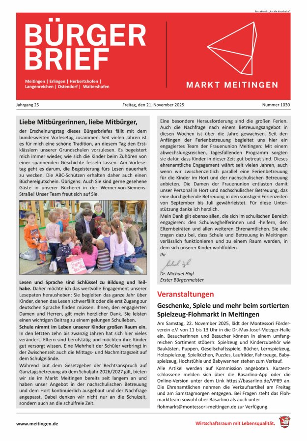 Meitinger Bürgerbrief Titelblatt 1030/2025