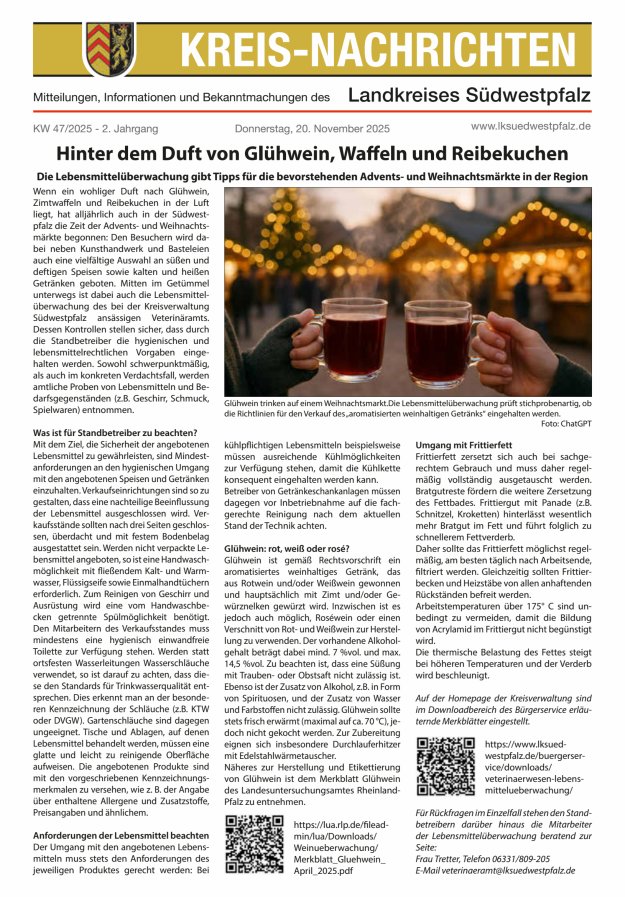 Kreis-Nachrichten - Mitteilungen des Landkreises Südwestpfalz Titelblatt 23/2025