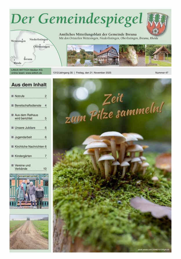 Der Gemeindespiegel (Breuna) Titelblatt 47/2025