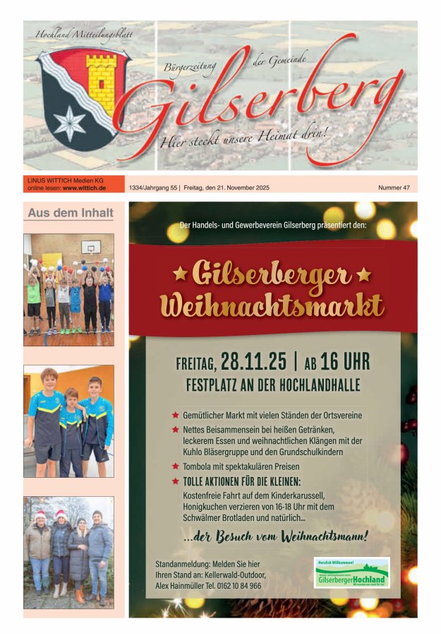 Hochland Mitteilungsblatt Gilserberg Titelblatt 47/2025