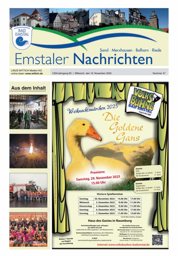 Emstaler Nachrichten Titelblatt 47/2025