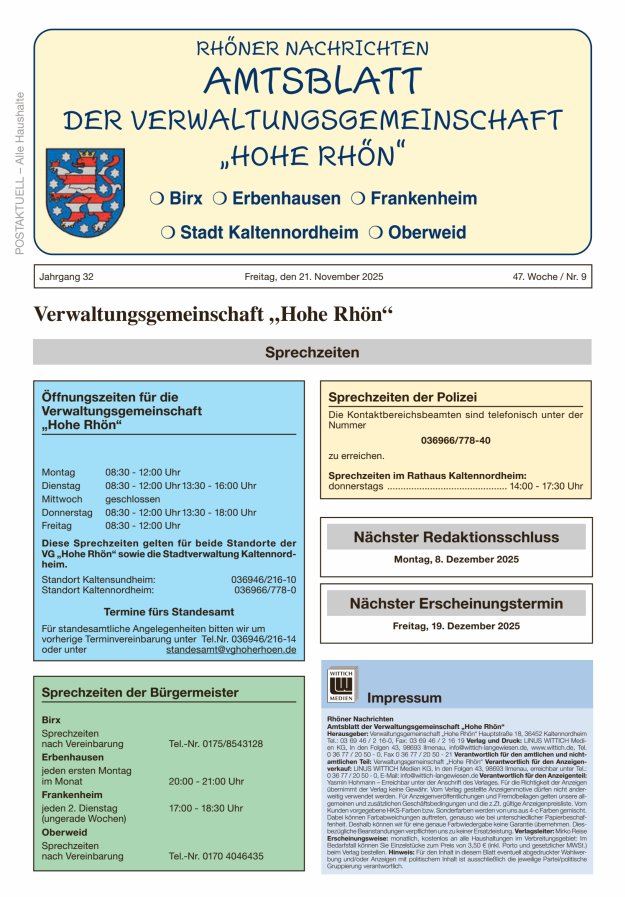 Rhöner Nachrichten Titelblatt 09/2025