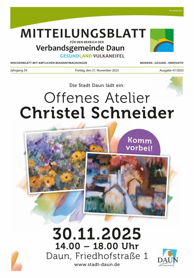 Mitteilungsblatt VG Daun Titelblatt 47/2025