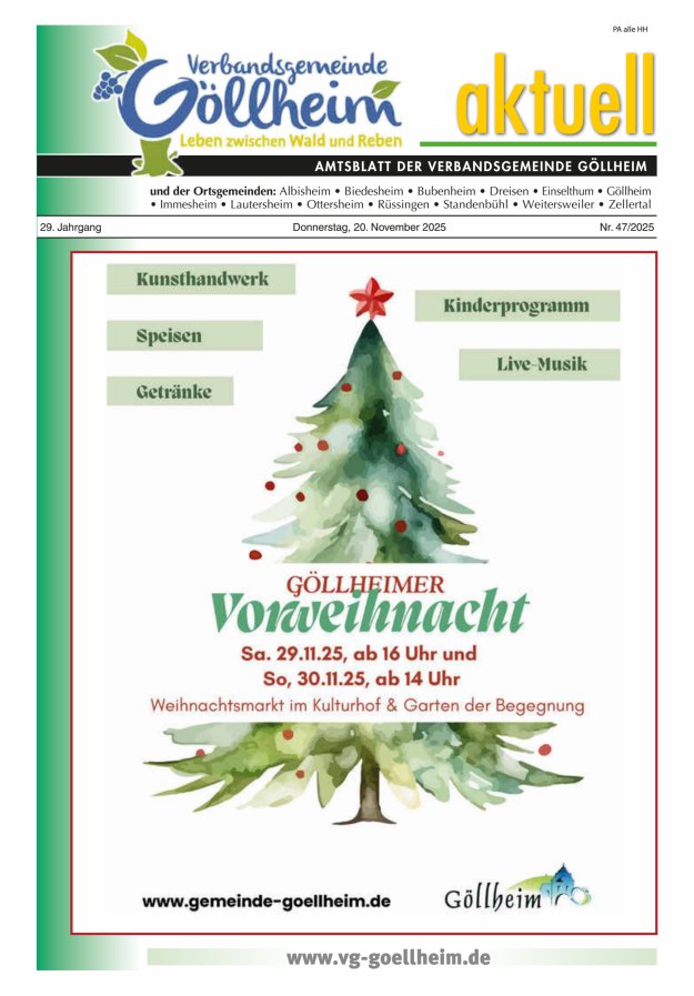 Verbandsgemeinde Göllheim aktuell Titelblatt 47/2025