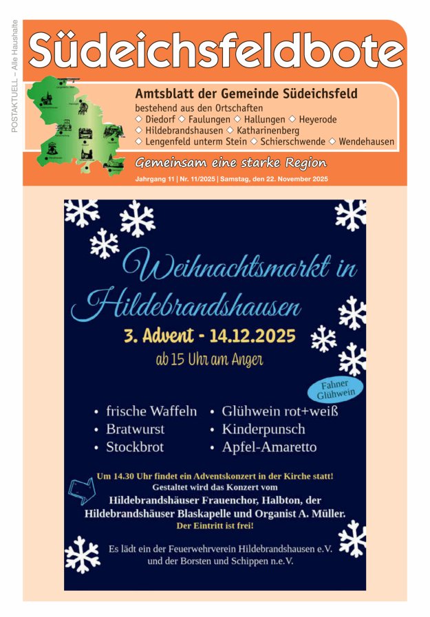 Amtsblatt der Gemeinde Südeichsfeld Titelblatt 11/2025