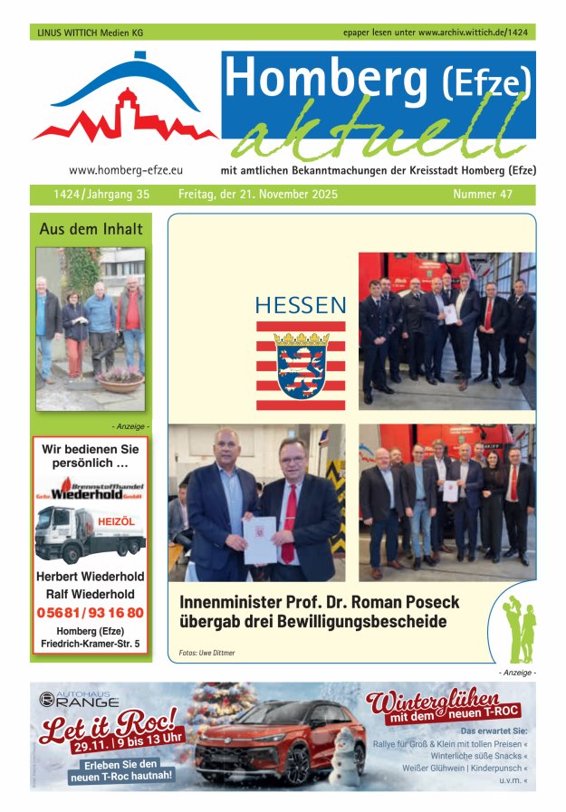 Homberg Efze aktuell Titelblatt 47/2025