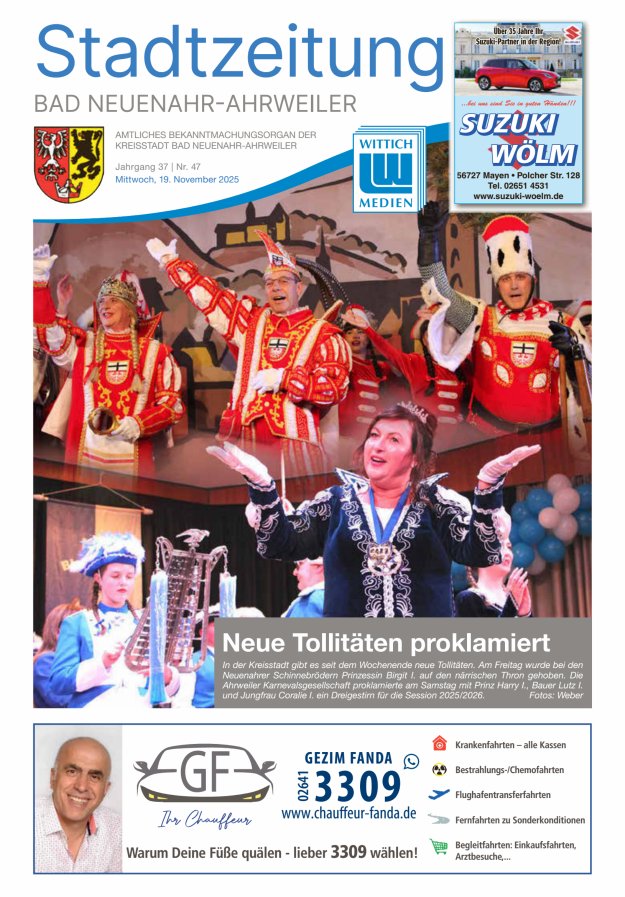Stadtzeitung Bad Neuenahr-Ahrweiler Titelblatt 47/2025