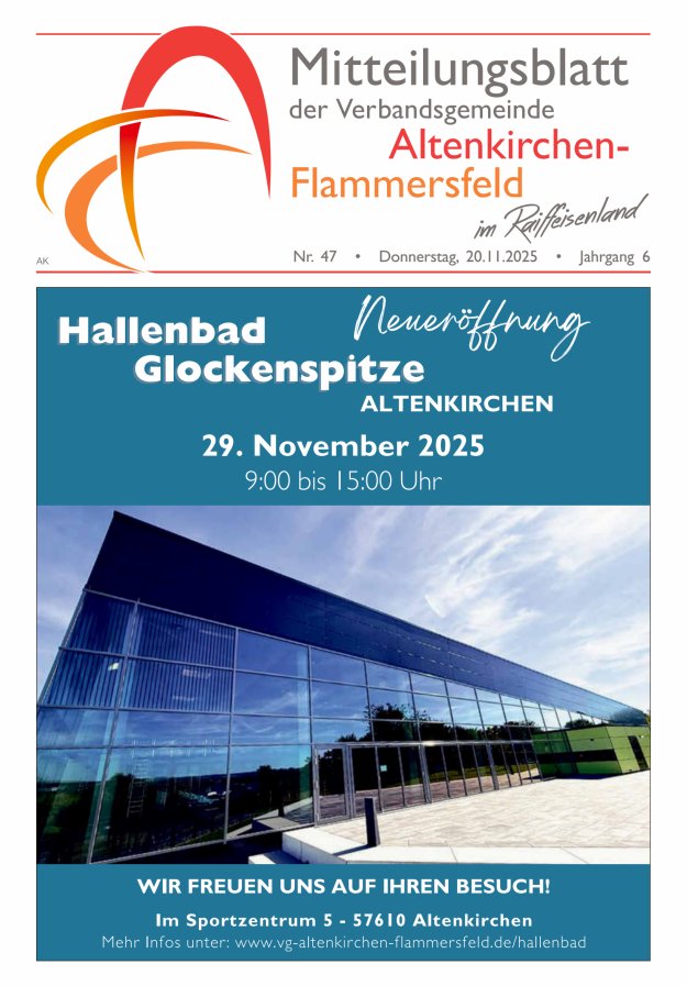 Mitteilungsblatt Verbandsgemeinde Altenkirchen-Flammersfeld Titelblatt 47/2025